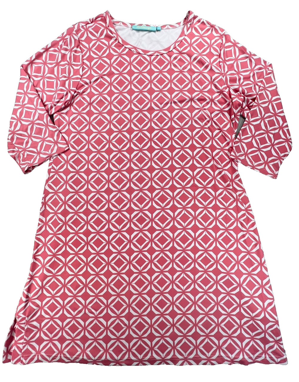 Anthony's Resort Wear Coral Geometric Pattern Dress (Women's L)